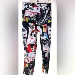 Graphic Pop Art adult Lose Pants- Black/White/Red